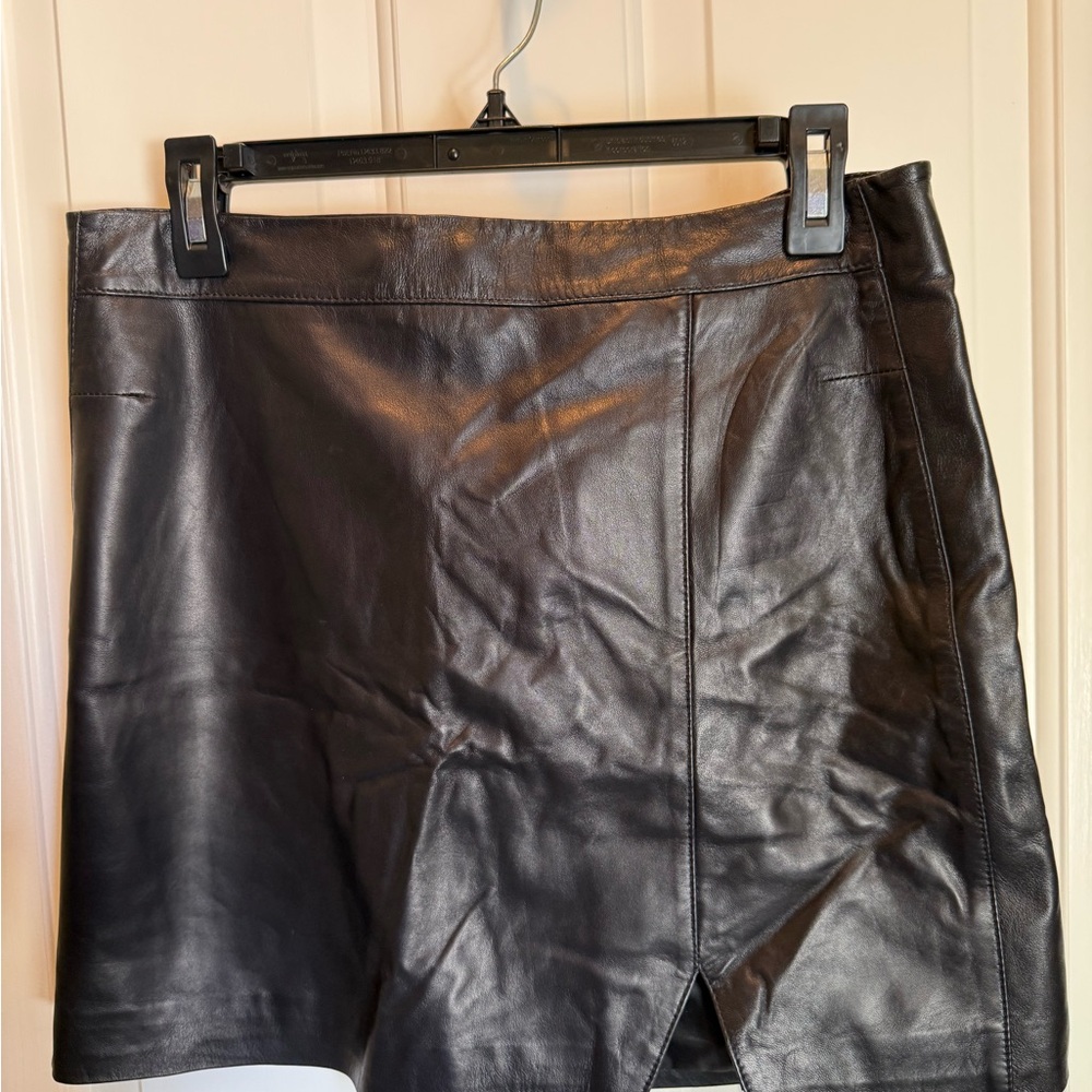 Lita by Ciara Black Lambskin Leather Mini Skirt Sz 10